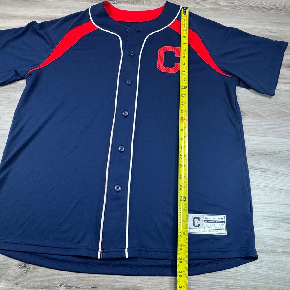 Majestic Cleveland Indians Baseball Jersey Mens‎ Large Navy Blue Cool Base M8FJ - Picture 4 of 11